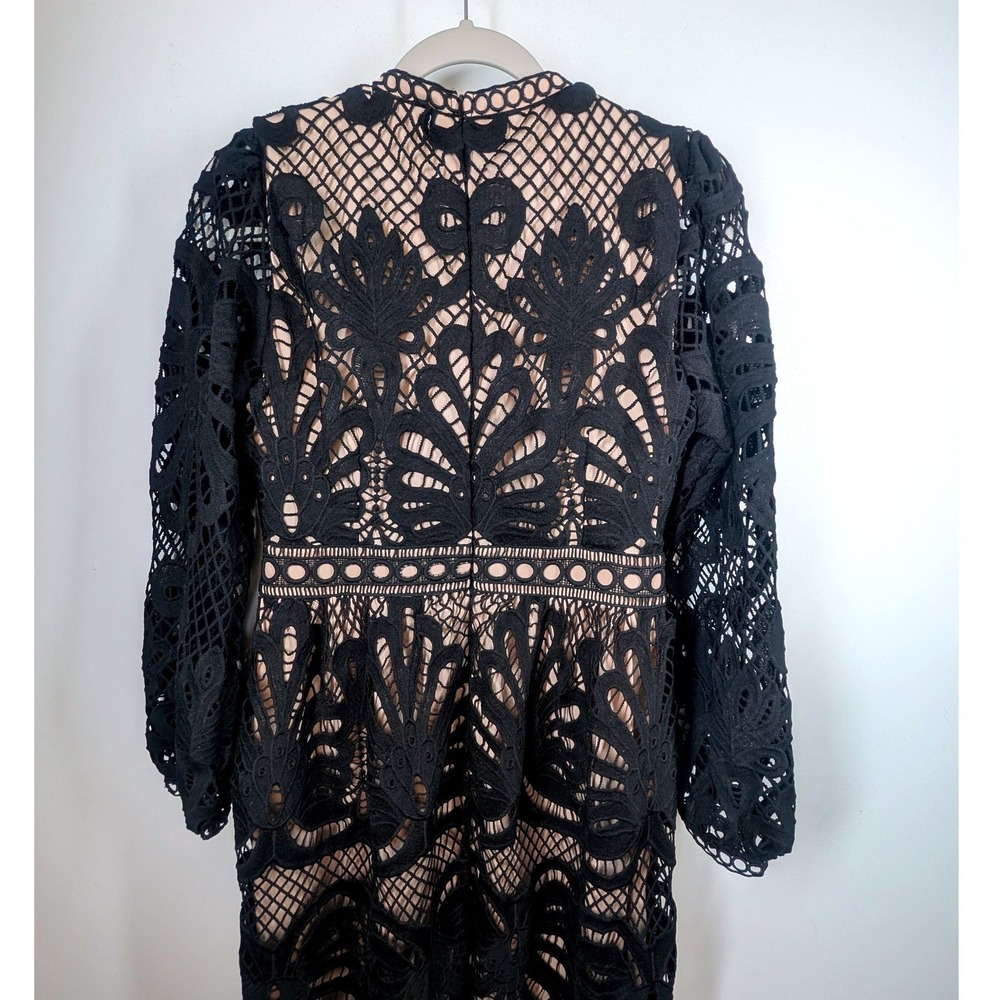 Baltic Born Black Lace Midi Dress with Nude Lining - Picture 7 of 9